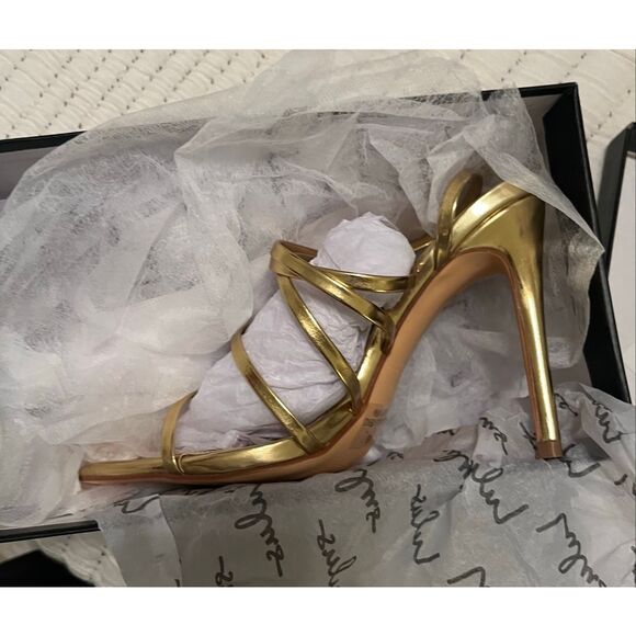 Lulus Sanga Gold Metallic Strappy High Heel Sandals size 6 NEW - Picture 7 of 7